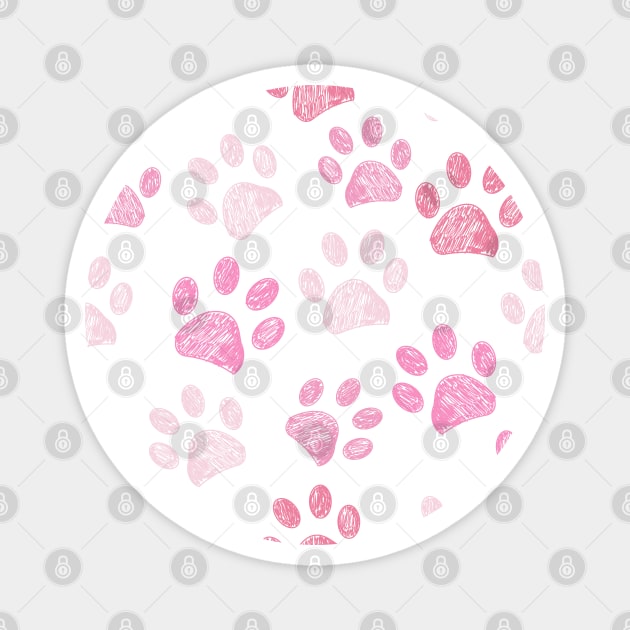 Pink doodle paw prints Magnet by GULSENGUNEL